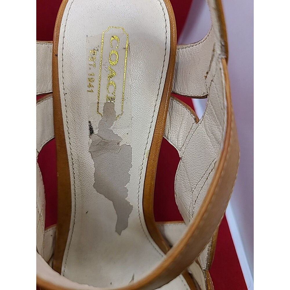 $298 Coach Tamara Vachetta Strappy Heels Women's Shoes Size US 8 M Natural - Picture 10 of 12